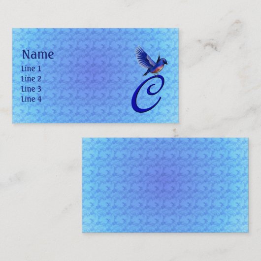 Blaumeise-Monogramm Anfangsbuchstabe C Elegant Visitenkarte (Vorne/Hinten)