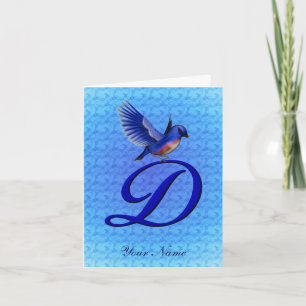 Blaumeise-Monogramm Anfangsbuchstabe D Personalisi