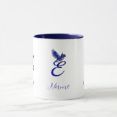Blaumeise-Monogramm Anfangsbuchstabe E Elegant Per Tasse (Zentrum)