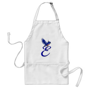 Blaumeise-Monogramm Anfangsbuchstabe E Elegant Schürze