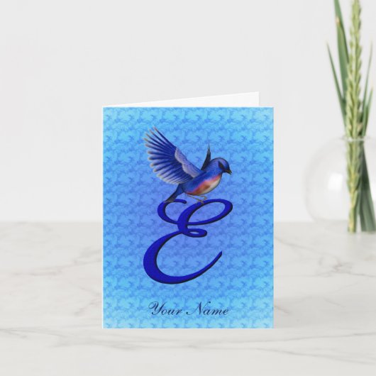 Blaumeise-Monogramm Anfangsbuchstabe E Personalisi (Vorderseite)