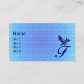 Blaumeise-Monogramm Anfangsbuchstabe F Elegant Visitenkarte (Vorderseite)