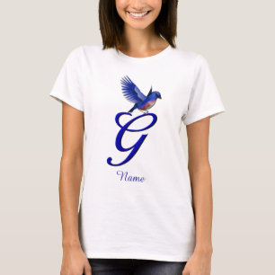 Blaumeise-Monogramm Anfangsbuchstabe G Elegant Per T-Shirt