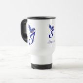 Blaumeise-Monogramm Anfangsbuchstabe I Elegant Per Reisebecher (Vorderseite Links)
