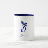 Blaumeise-Monogramm Anfangsbuchstabe I Elegant Per Tasse (Zentrum)
