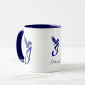 Blaumeise-Monogramm Anfangsbuchstabe I Elegant Per Tasse (Vorderseite Links)