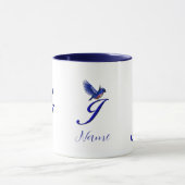 Blaumeise-Monogramm Anfangsbuchstabe J Elegant Per Tasse (Zentrum)