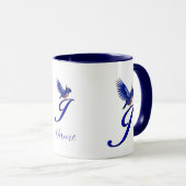 Blaumeise-Monogramm Anfangsbuchstabe J Elegant Per Tasse (VorderseiteRechts)