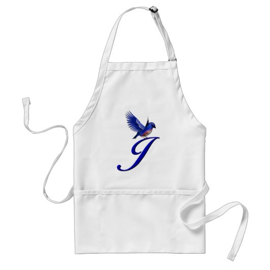 Blaumeise-Monogramm Anfangsbuchstabe J Schürze (Vorne)