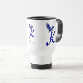 Blaumeise-Monogramm Anfangsbuchstabe K Elegant Per Reisebecher (VorderseiteRechts)