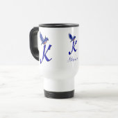 Blaumeise-Monogramm Anfangsbuchstabe K Elegant Per Reisebecher (Vorderseite Links)