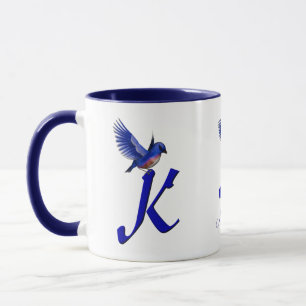 Blaumeise-Monogramm Anfangsbuchstabe K Elegant Per Tasse