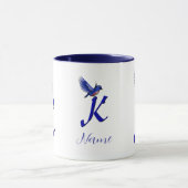 Blaumeise-Monogramm Anfangsbuchstabe K Elegant Per Tasse (Zentrum)