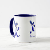 Blaumeise-Monogramm Anfangsbuchstabe K Elegant Per Tasse (Vorderseite Links)