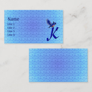 Blaumeise-Monogramm Anfangsbuchstabe K Elegant Visitenkarte