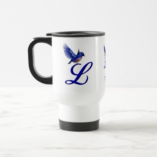 Blaumeise-Monogramm Anfangsbuchstabe L Elegant Per Reisebecher (Links)