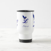 Blaumeise-Monogramm Anfangsbuchstabe L Elegant Per Reisebecher (Mittel)