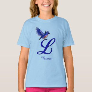 Blaumeise-Monogramm Anfangsbuchstabe L Elegant Per T-Shirt