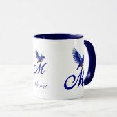 Blaumeise Monogramm Anfangsbuchstabe M Elegant Per Tasse (VorderseiteRechts)