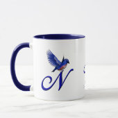 Blaumeise-Monogramm Anfangsbuchstabe N Elegant Per Tasse (Links)