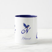 Blaumeise-Monogramm Anfangsbuchstabe N Elegant Per Tasse (Zentrum)