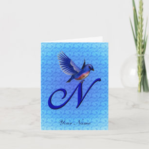 Blaumeise-Monogramm Anfangsbuchstabe N Personalisi