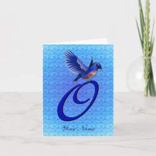 Blaumeise-Monogramm Anfangsbuchstabe O Personalisi