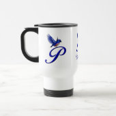 Blaumeise-Monogramm Anfangsbuchstabe P Elegantes P Reisebecher (Links)