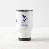 Blaumeise-Monogramm Anfangsbuchstabe P Elegantes P Reisebecher (Mittel)
