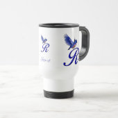Blaumeise-Monogramm Anfangsbuchstabe R Elegant Per Reisebecher (VorderseiteRechts)