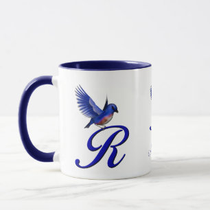 Blaumeise-Monogramm Anfangsbuchstabe R Elegant Per Tasse
