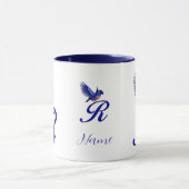 Blaumeise-Monogramm Anfangsbuchstabe R Elegant Per Tasse (Zentrum)