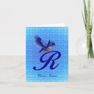 Blaumeise-Monogramm Anfangsbuchstabe R Personalisi