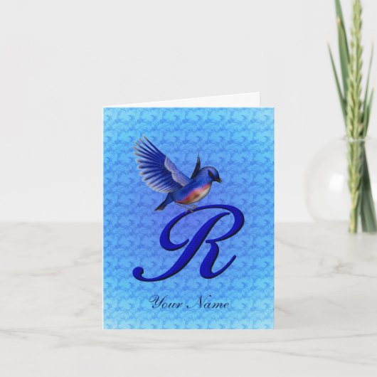 Blaumeise-Monogramm Anfangsbuchstabe R Personalisi (Vorderseite)