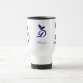 Blaumeise-Monogramm Initial D Elegant Personalisie Reisebecher (Mittel)