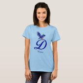 Blaumeise-Monogramm Initial D Elegant Personalisie T-Shirt (Vorne ganz)