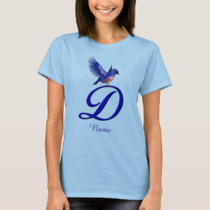 Blaumeise-Monogramm Initial D Elegant Personalisie T-Shirt