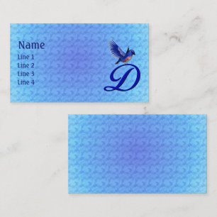 Blaumeise-Monogramm Initial D Elegant Visitenkarte