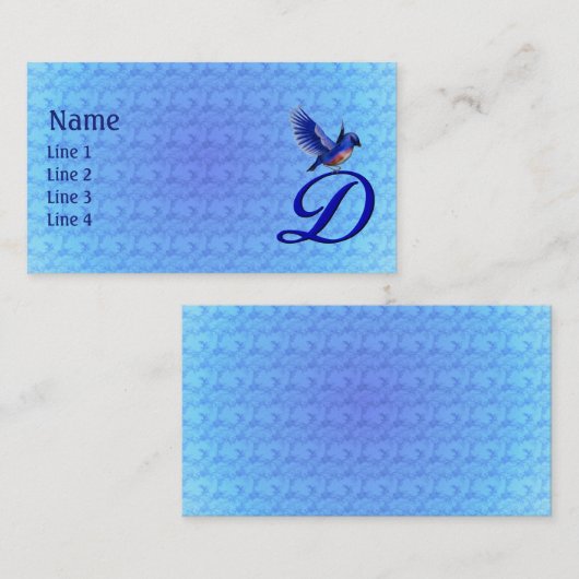 Blaumeise-Monogramm Initial D Elegant Visitenkarte (Vorne/Hinten)