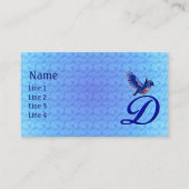 Blaumeise-Monogramm Initial D Elegant Visitenkarte (Vorderseite)