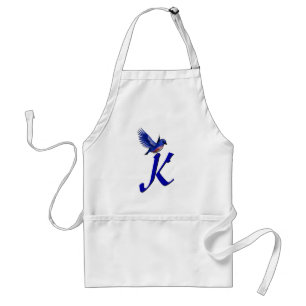 Blaumeise-Monogramm-Initial K Schürze