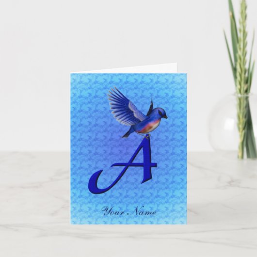 Blaumeise-Monogramm Initiale A Personalisiert (Vorderseite)