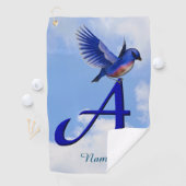 Blaumeise-Monogramm Initiale A Personalisiert Golfhandtuch (Insitu)