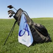 Blaumeise-Monogramm Initiale A Personalisiert Golfhandtuch (Gras)