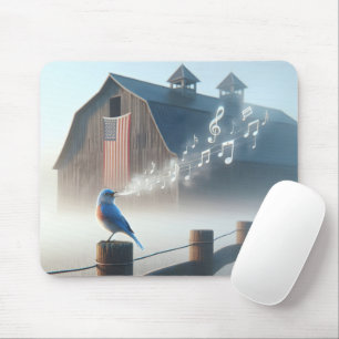 Blaumeise singt im Morgennebel Mousepad
