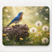 Blaumeise singt im Sonnenschein Mousepad (Vorne)