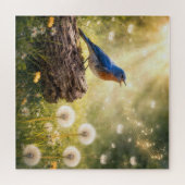 Blaumeise singt im Sonnenschein Puzzle (Horizontal)