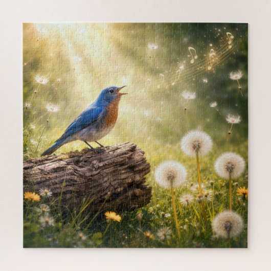 Blaumeise singt im Sonnenschein Puzzle (Vertikal)