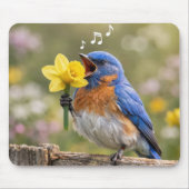 Blaumeise singt in eine gelbe Daffodil Mousepad (Vorne)