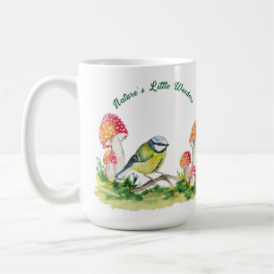 Blaumeise und Fliegenpilz auf einer Waldlichtung Kaffeetasse